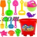 Redcolourful 14 Pcs Children Summer Beach Toys Plastic Shovel Toy Sand Mold Hourglass Set Play Sand Toy Gift for Boys and Girls   